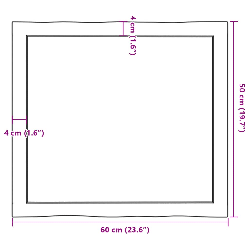 vidaXL lauaplaat, helepruun, 60 x 50 x (2-4) cm, töödeldud täispuit
