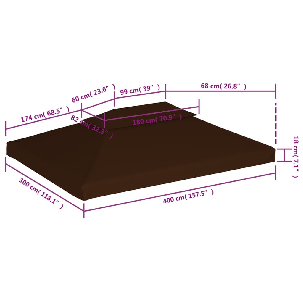 vidaXL kahekordne varjualuse katus 310 g/m² 4 x 3 m, pruun