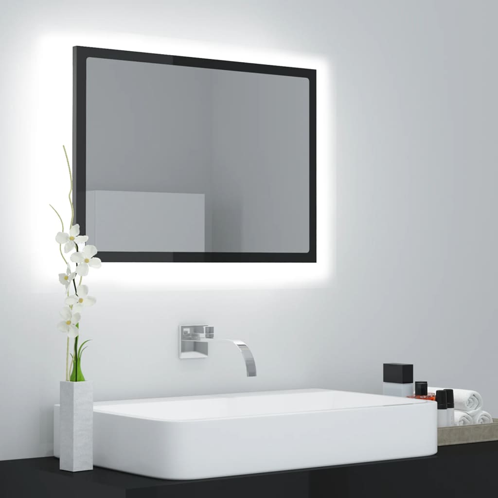 vidaXL LED vannitoa peeglikapp, hall, 60x8,5x37 cm, akrüül