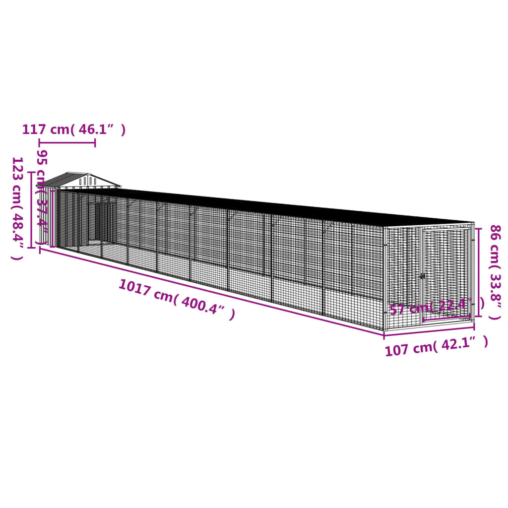 vidaXL kanapuur aedikuga, helehall, 117x1017x123 cm, tsingitud teras