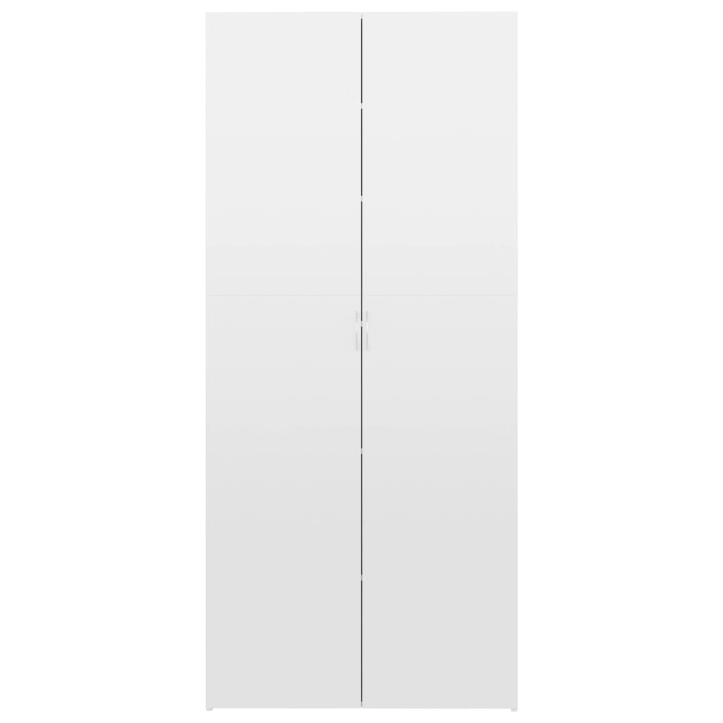 vidaXL kingakapp, kõrgläikega valge, 80 x 35,5 x 180 cm puitlaastplaat