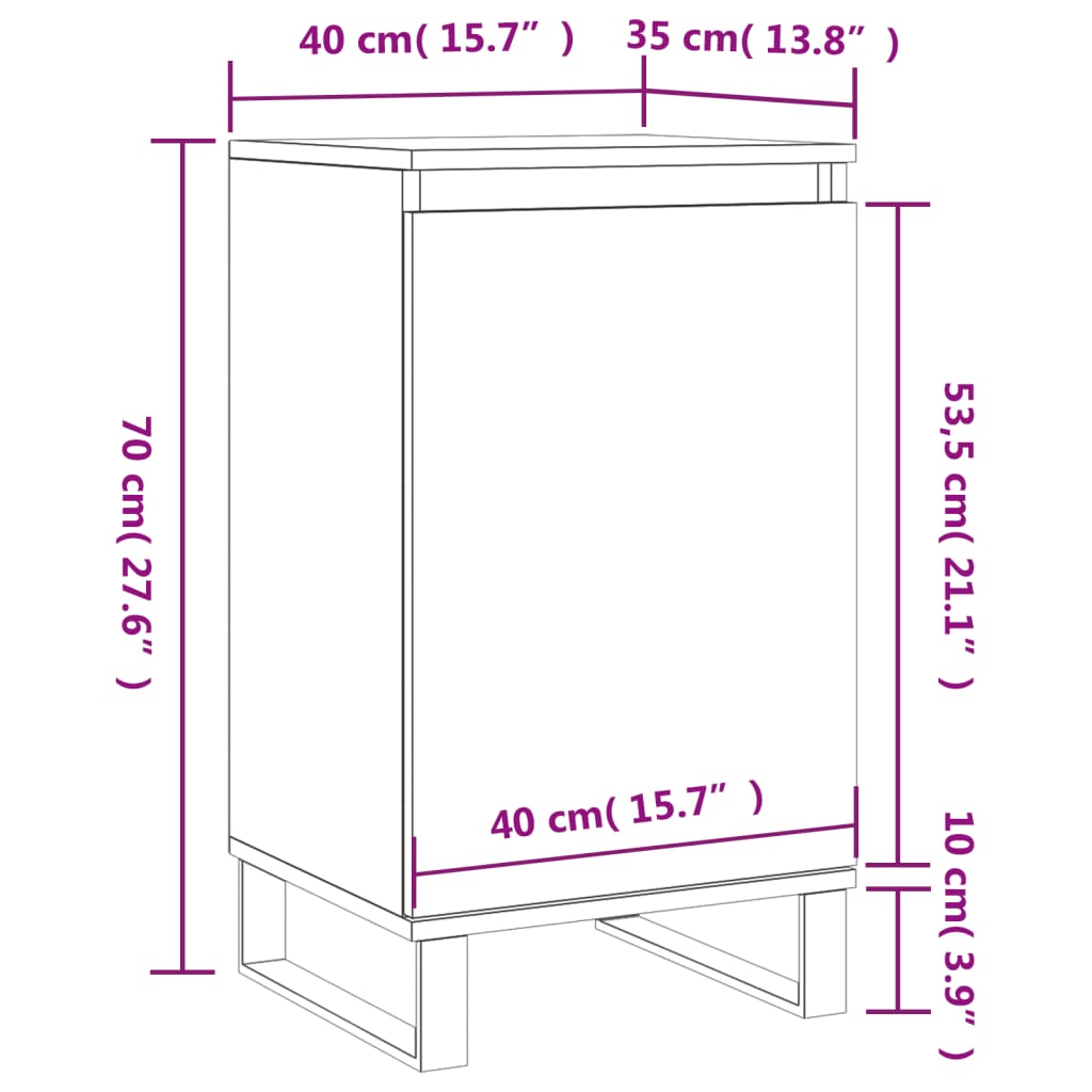 vidaXL puhvetkapp, Sonoma tamm, 40 x 35 x 70 cm, tehispuit