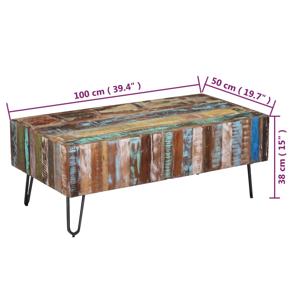 vidaXL kohvilaud taastatud puidust 100 x 50 x 38 cm