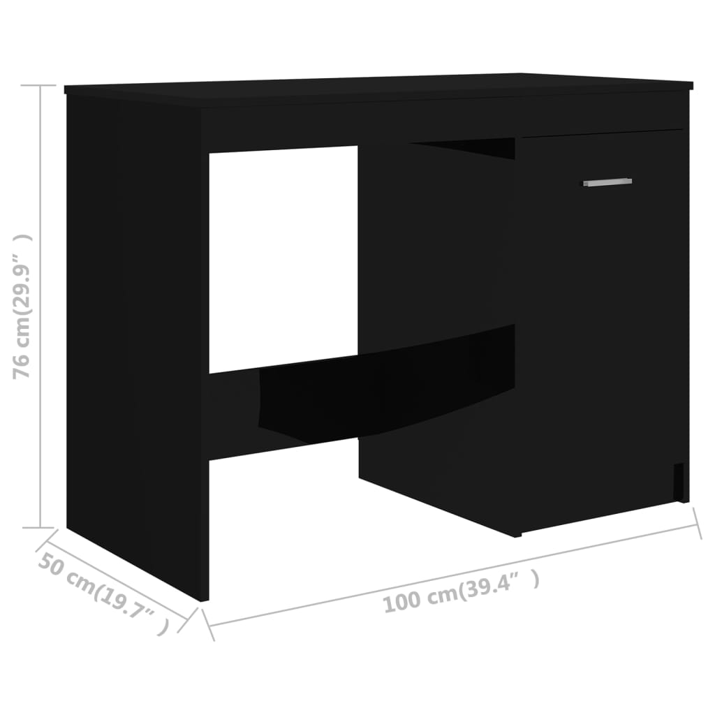 vidaXL kirjutuslaud, kõrgläikega must, 100 x 50 x 76 cm puitlaastplaat