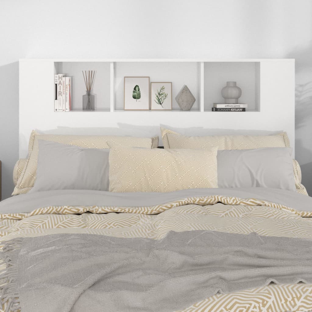 vidaXL voodipeatsi kapp, kõrgläikega valge, 140 x 18,5 x 104,5 cm