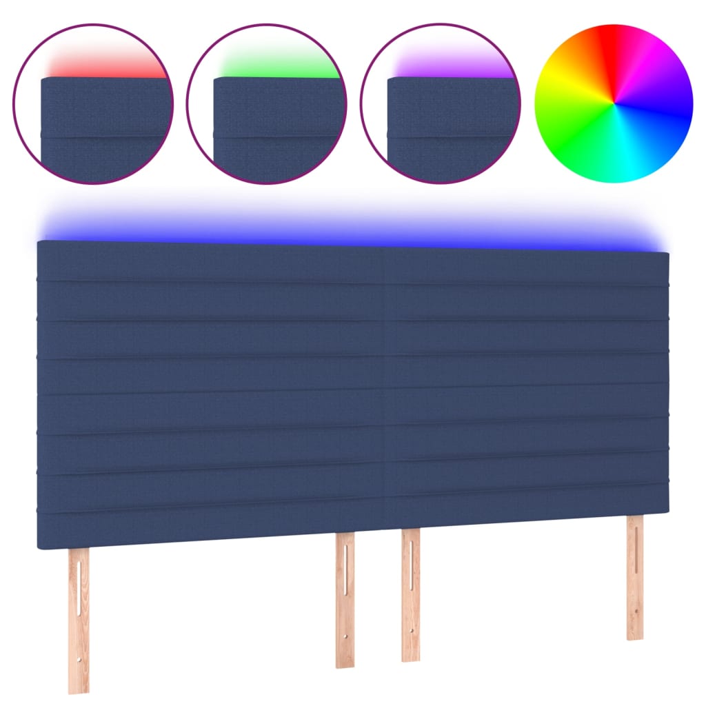 vidaXL LED-voodipeats, sinine, 160x5x118/128 cm, kangas