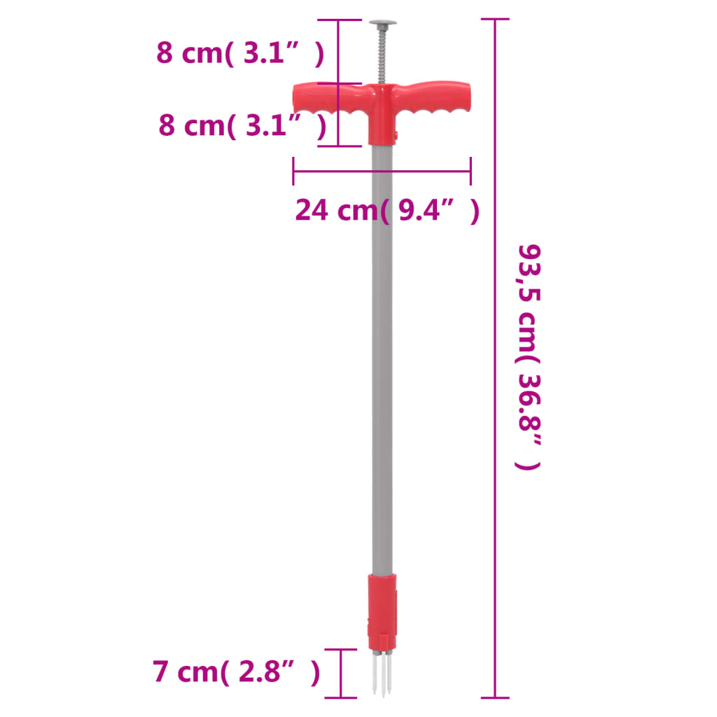 vidaXL umbrohu eemaldaja, punane ja hall, 93,5 cm, teras