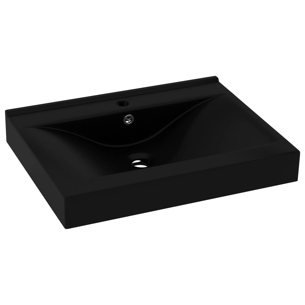 vidaXL luksuslik valamu kraaniavaga, matt must, 60x46 cm, keraamiline