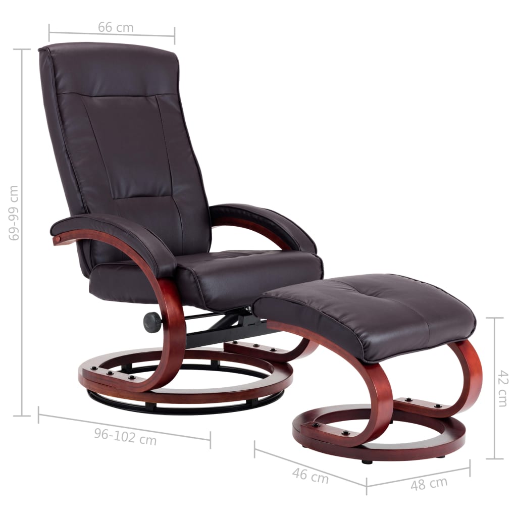vidaXL allalastava seljatoega tool, jalapingiga, pruun, kunstnahk