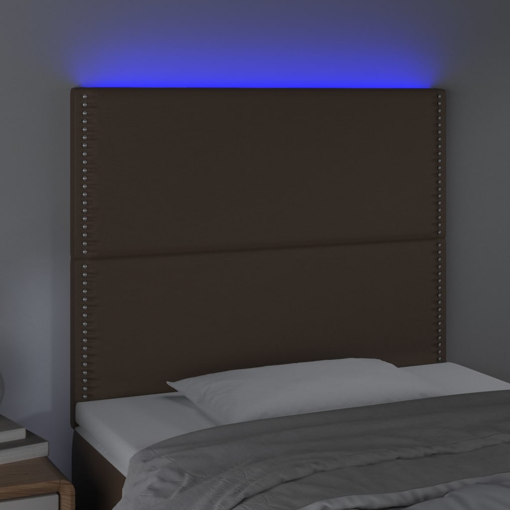 vidaXL LED-voodipeats, pruun, 90x5x118/128 cm, kunstnahk
