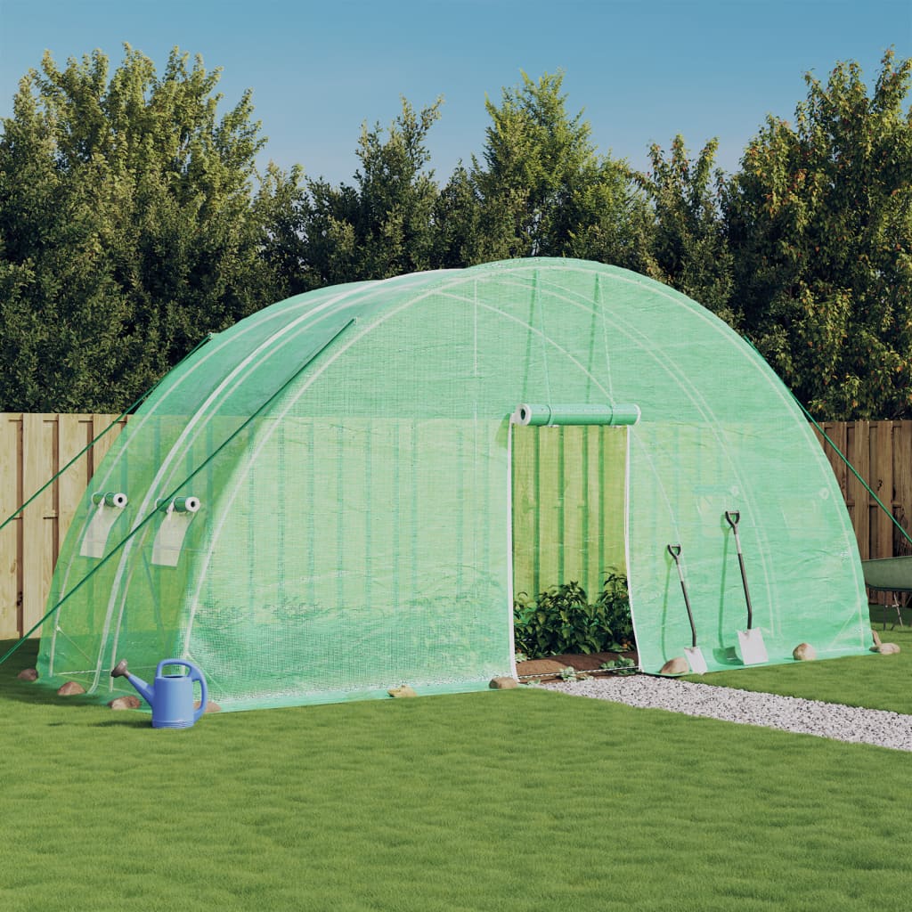 vidaXL kasvuhoone terasraamiga, roheline, 12 m², 6x2x2,85 m