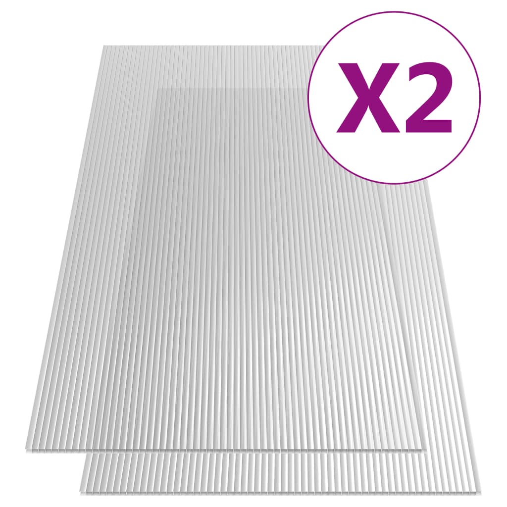 vidaXL polükarbonaadi lehed 2 tk, 6 mm, 150 x 65 cm