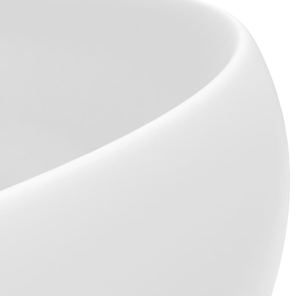 vidaXL luksuslik valamu ümar, matt valge, 40 x 15 cm, keraamiline