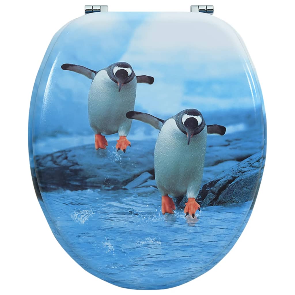 vidaXL WC prill-laud kaanega, MDF, pingviinidisainiga