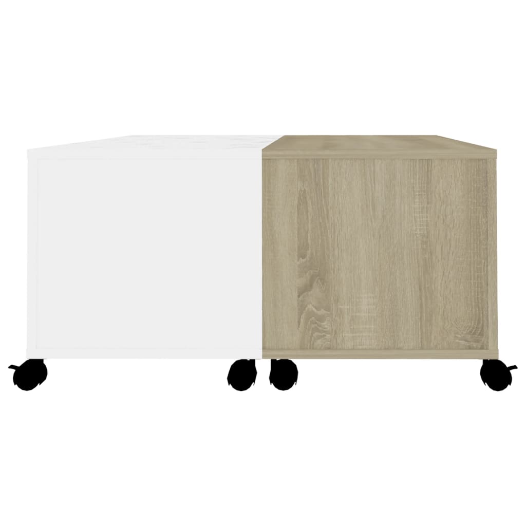 vidaXL kohvilaud, valge, Sonoma tamm, 75 x 75 x 38 cm, puitlaastplaat