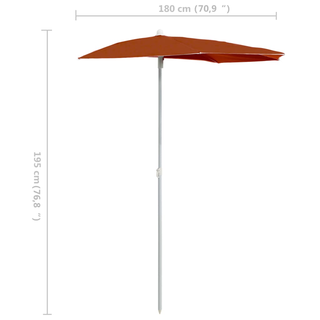 vidaXL päikesevari postiga, poolümar, 180 x 90 cm, terrakota