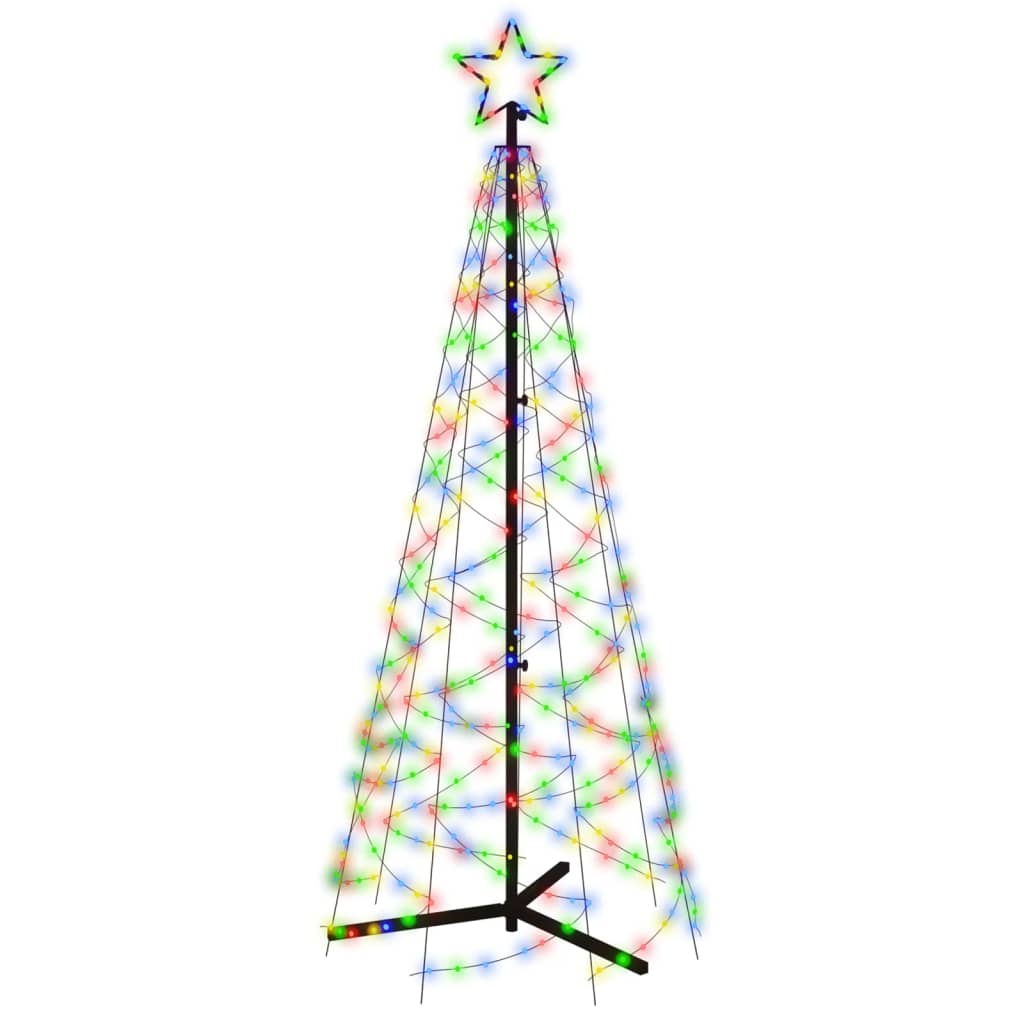 vidaXL koonusekujuline jõulupuu, värviline, 200 LEDi, 70 x 180 cm