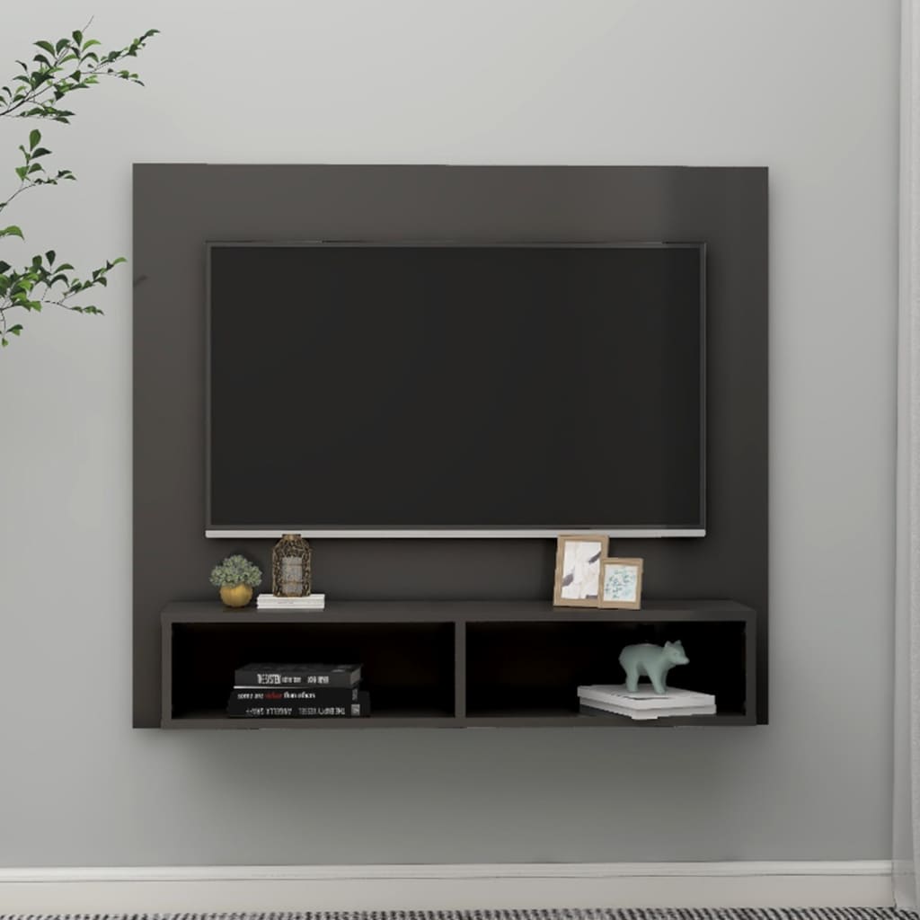 vidaXL TV-seinakapp, kõrgläikega hall, 102x23,5x90 cm, puitlaastplaat
