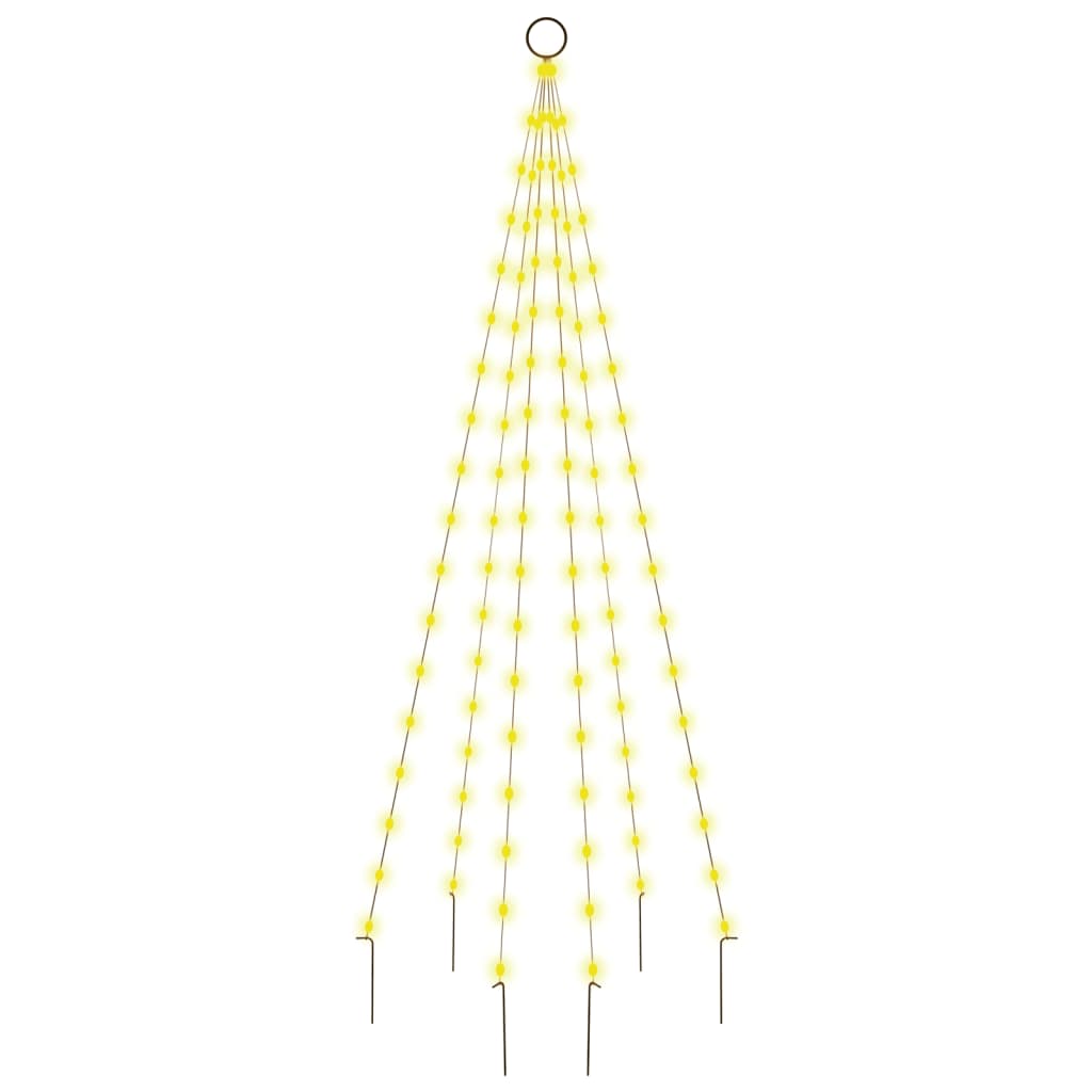 vidaXL jõulupuu vaiaga, soe valge, 108 LEDi, 180 cm