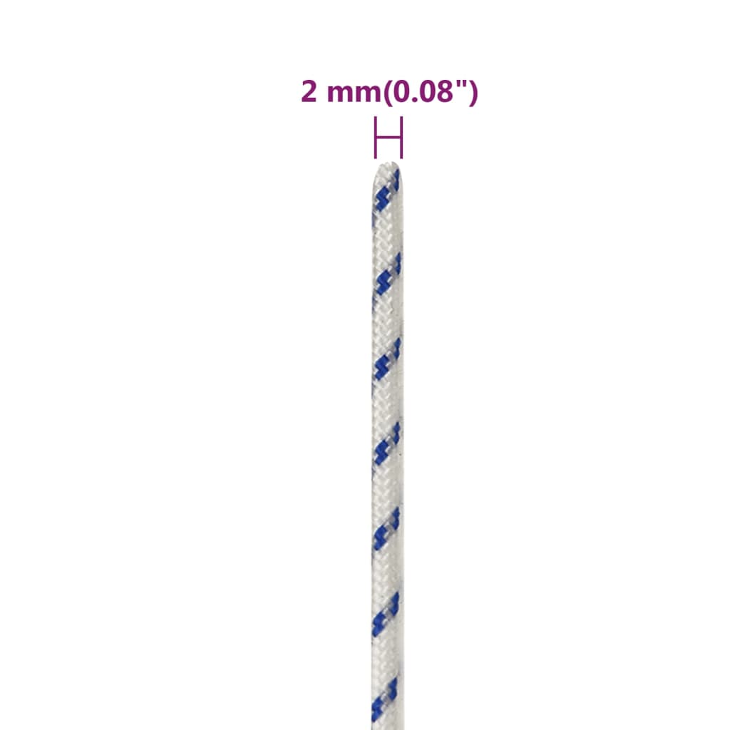 vidaXL paadiköis, valge, 2 mm, 25 m, polüpropüleen