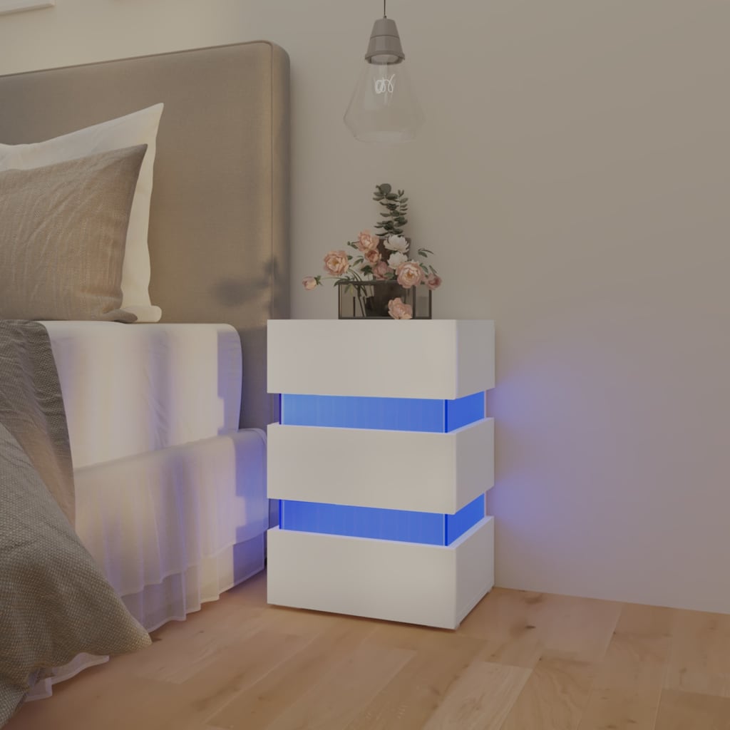 vidaXL LED-öökapp, valge, 45x35x67 cm, tehispuit