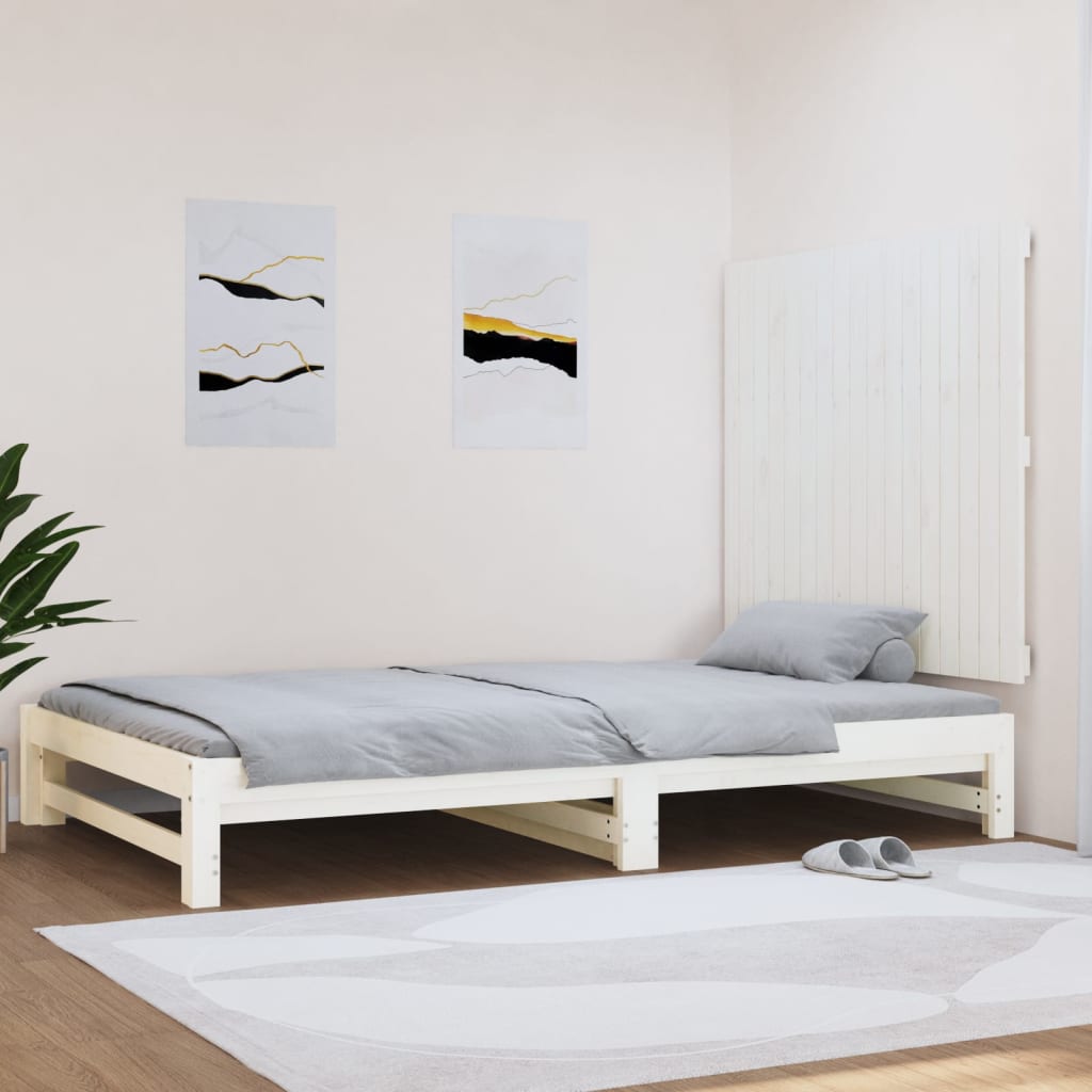 vidaXL seinale kinnitatav voodipeats, valge, 108x3x90 cm, männipuit
