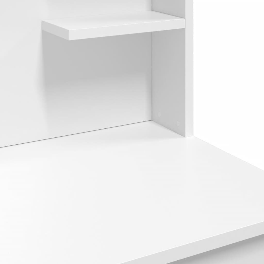 vidaXL LED-valgustusega tualettlaud, valge, 96 x 40 x 142 cm