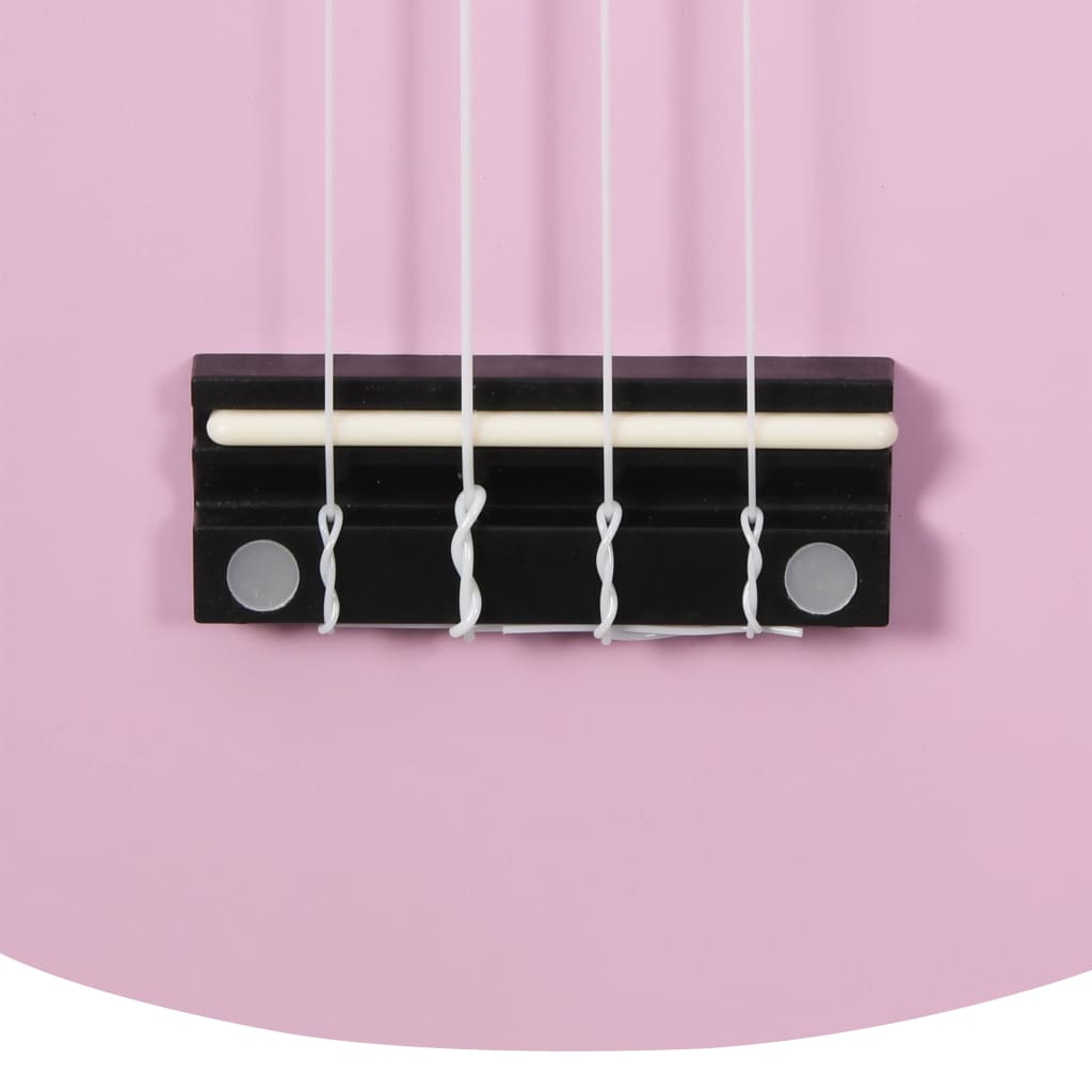 vidaXL sopran ukulele komplekt kotiga lastele roosa 21"