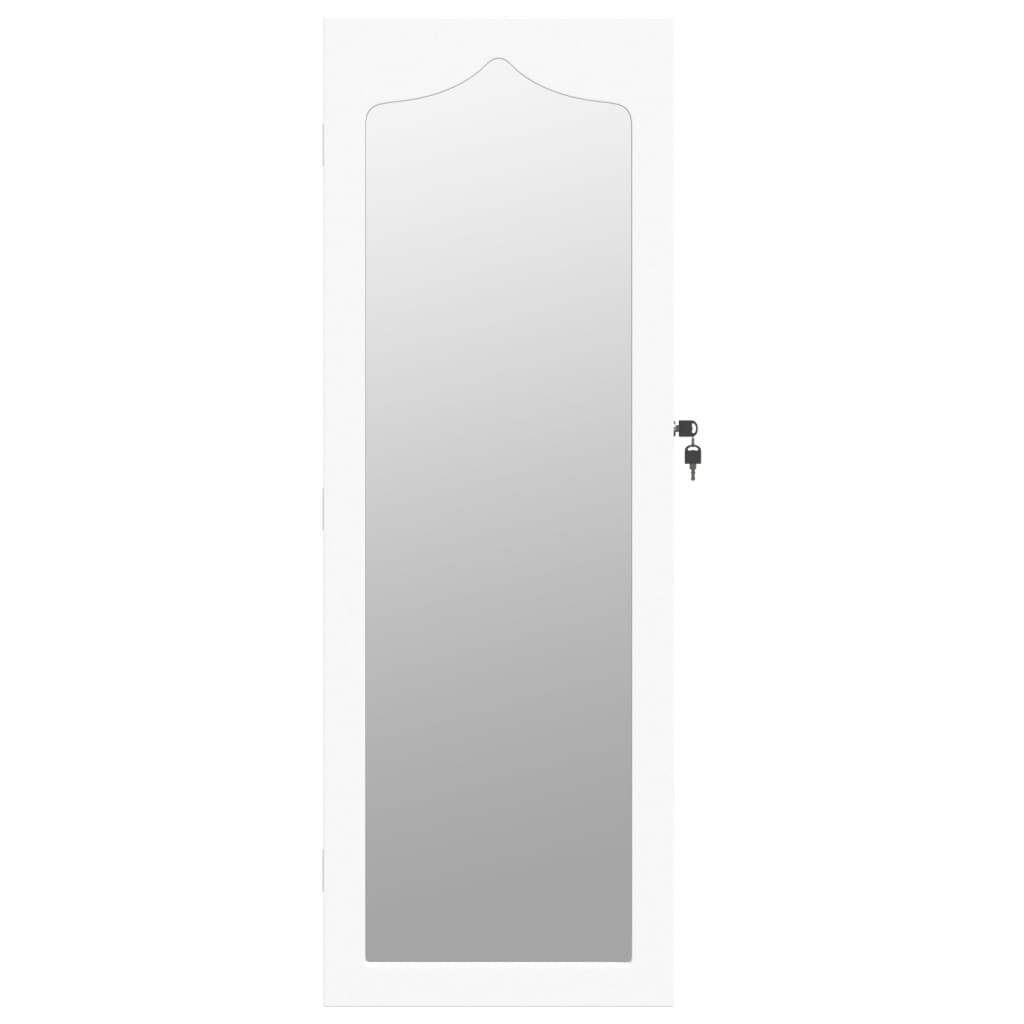 vidaXL seinale kinnitatav peegliga ehetekapp, valge, 37,5x10x106 cm