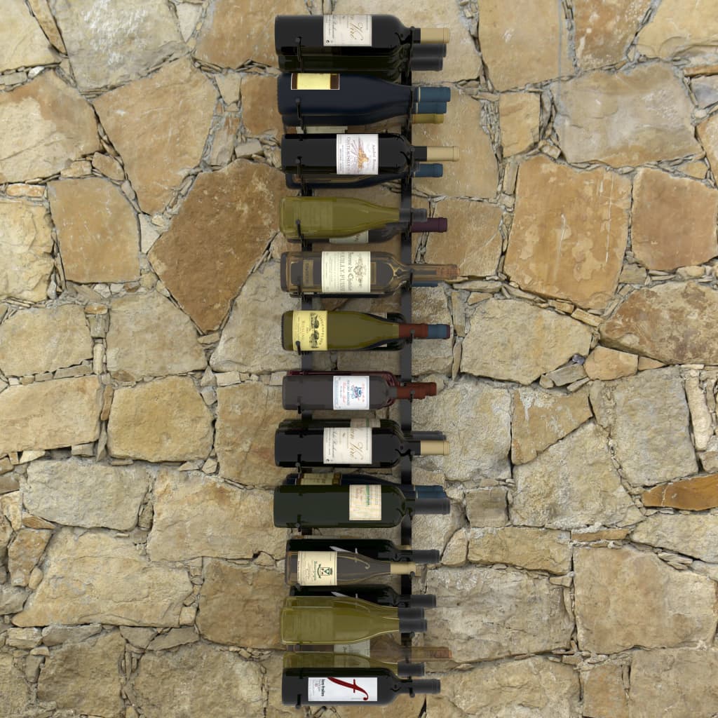 vidaXL seinale kinnitatav veiniriiul 36 pudelile, must raud