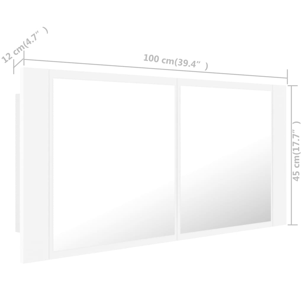 vidaXL LED-peeglikapp valge 100x12x45 cm, akrüül