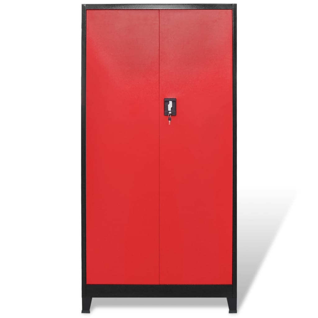 vidaXLi kahe uksega tööriistakapp terasest 90 x 40 x 180 cm, must ja punane