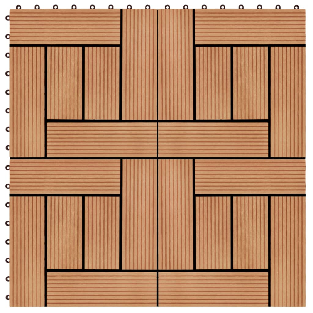 vidaXL terrassiplaadid 22 tk, 30 x 30 cm, 2 m², WPC, tiikpuidu värvi