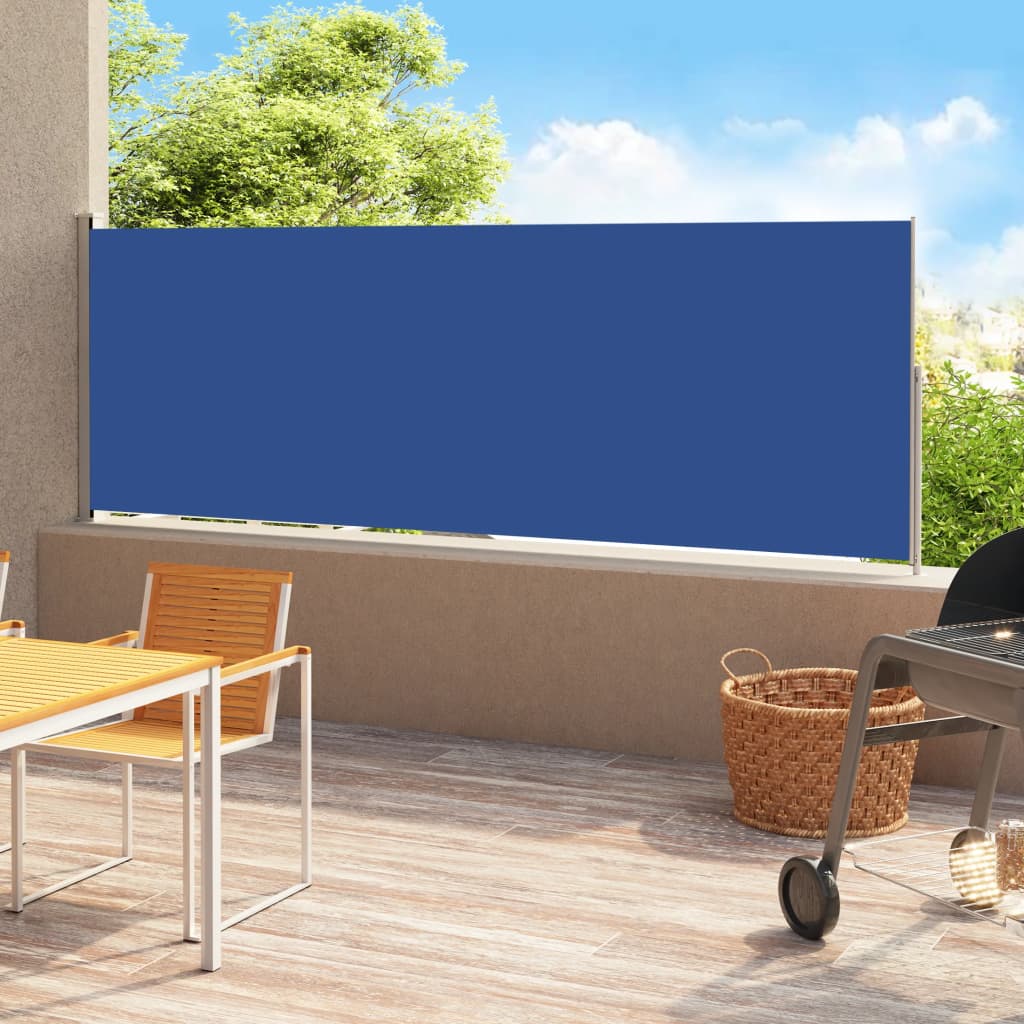 vidaXL lahtitõmmatav terrassi külgsein, 200 x 500 cm, sinine