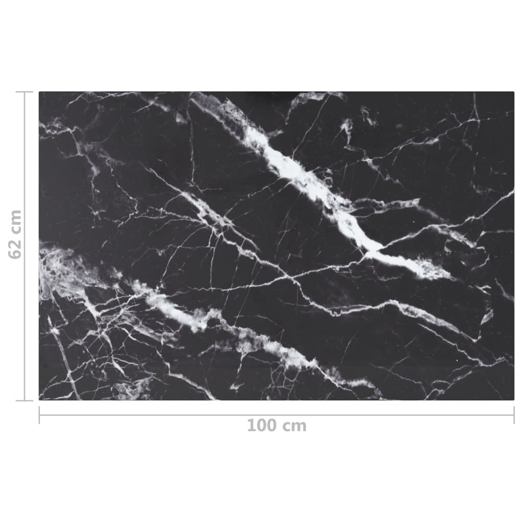 vidaXL lauaplaat, must, 100x62 cm, 8 mm, karastatud klaas marmordisain