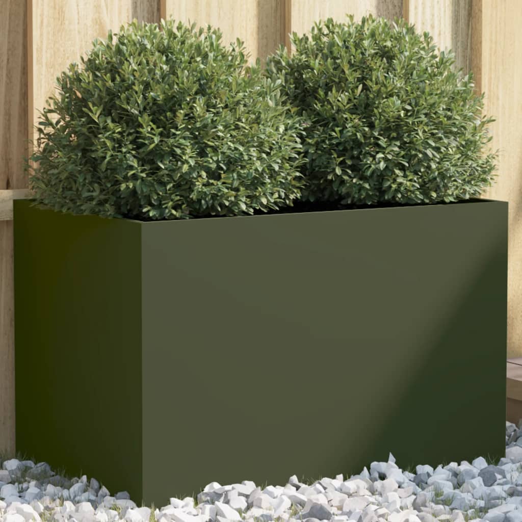 vidaXL taimekast oliiviroheline 62x40x39 cm, külmvaltsitud teras