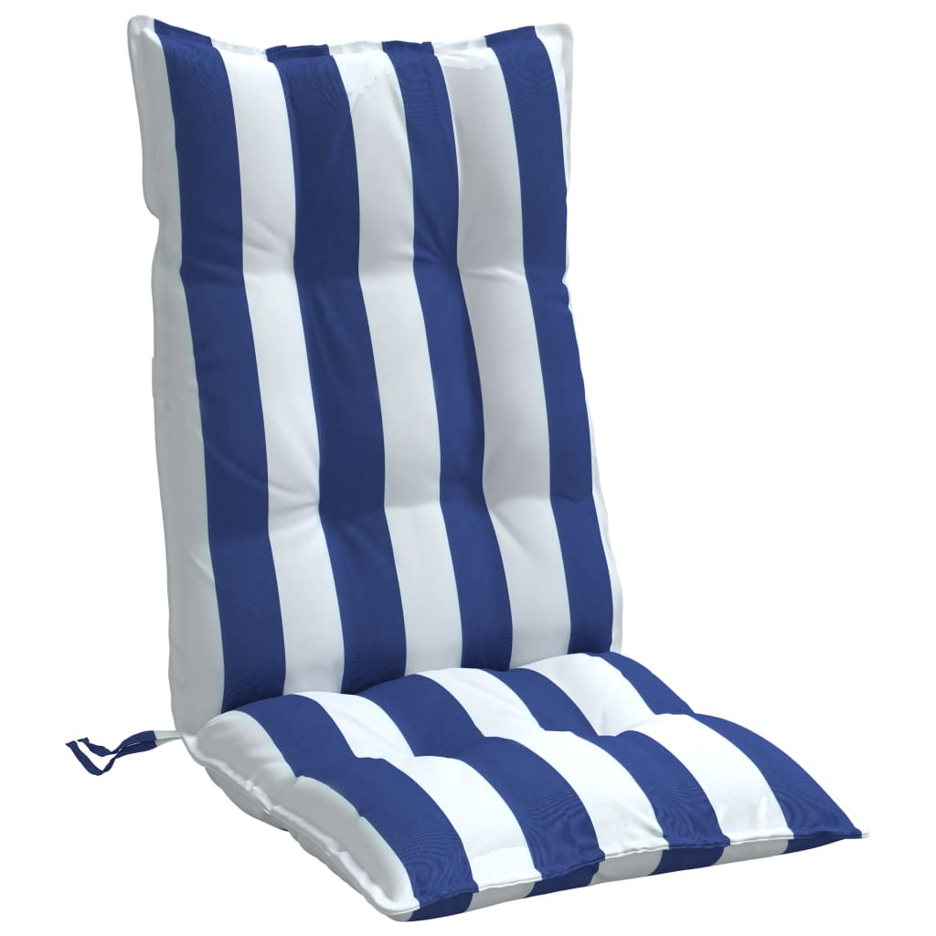 vidaXL kõrge seljatoega toolipadjad 2 tk, sinise/valge triibuline