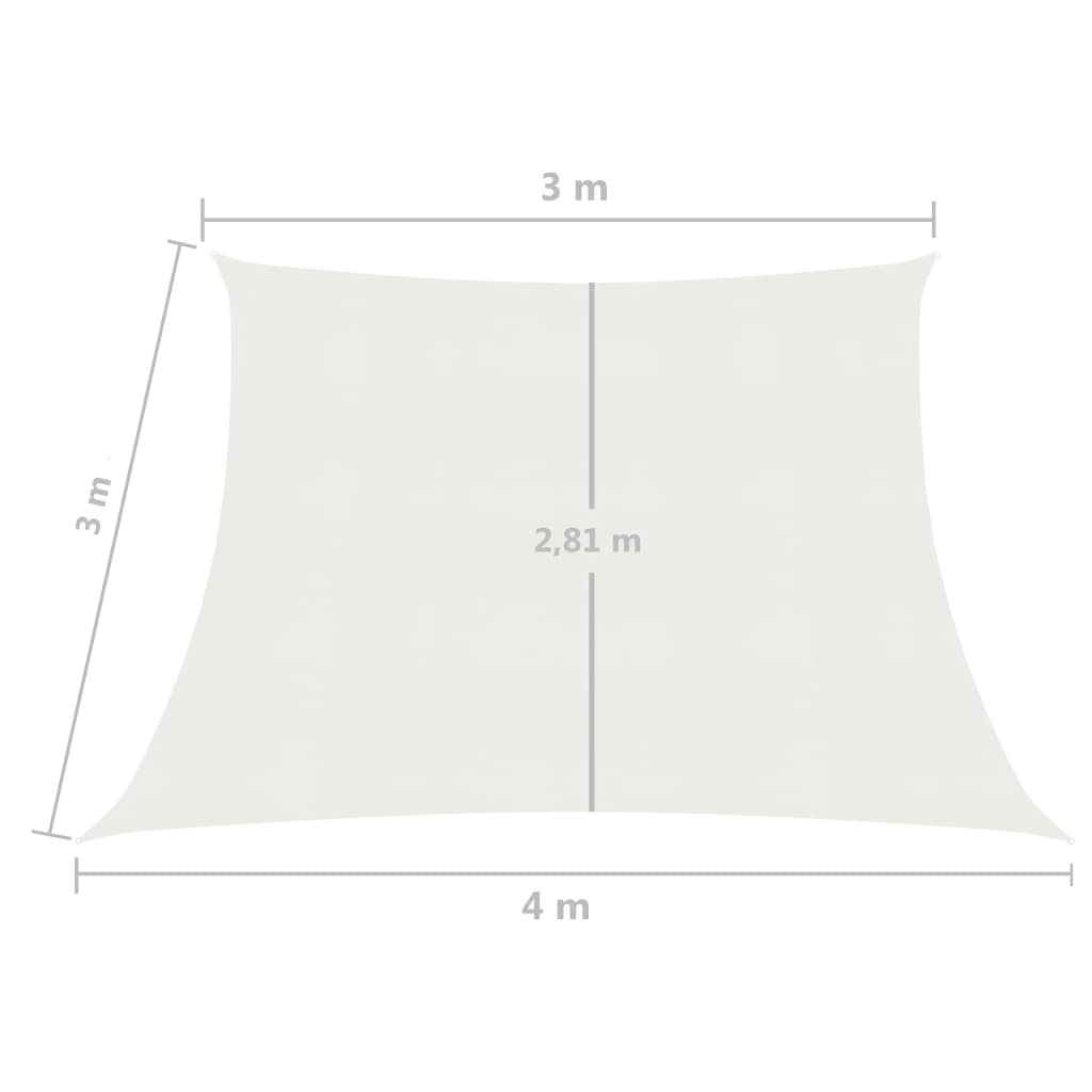 vidaXL päikesepuri 160 g/m² valge 3/4x3 m HDPE