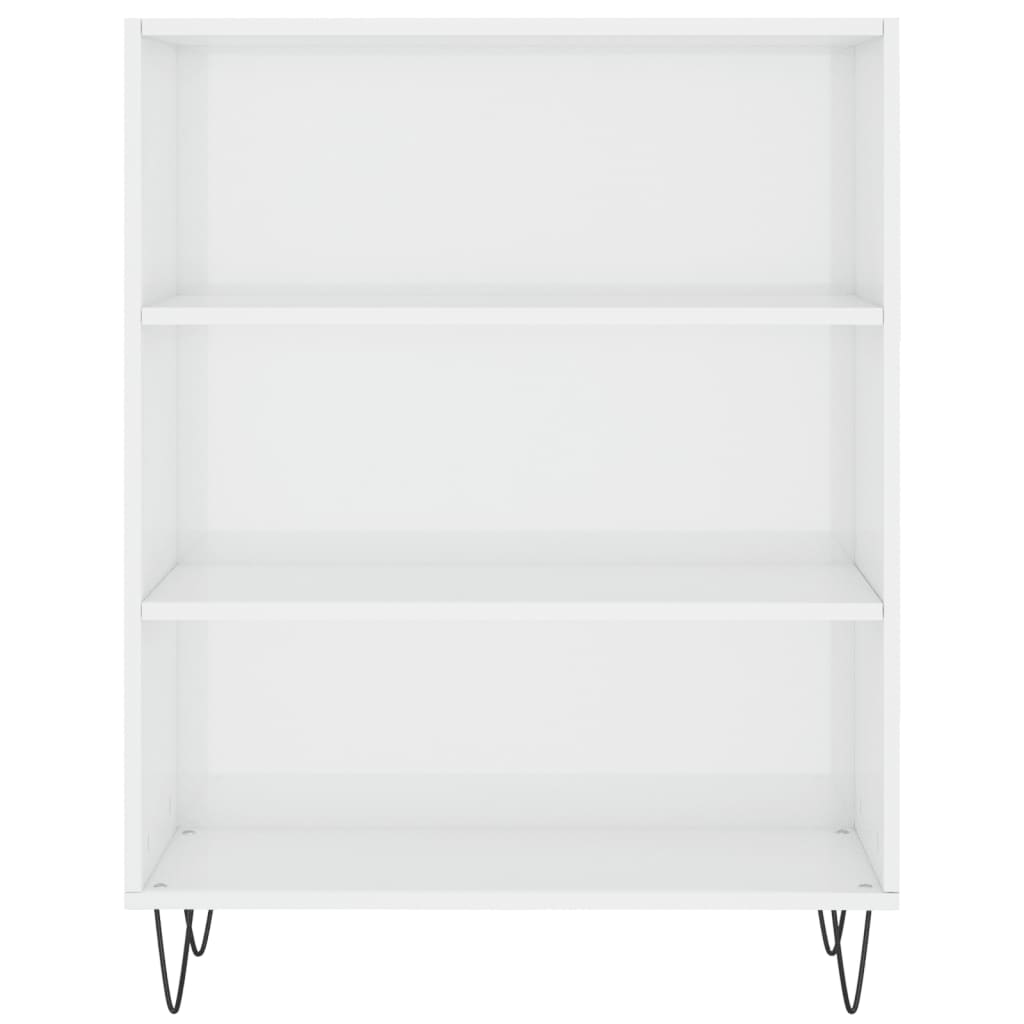 vidaXL raamaturiiul, kõrgläikega valge, 69,5 x 32,5 x 90 cm, tehispuit