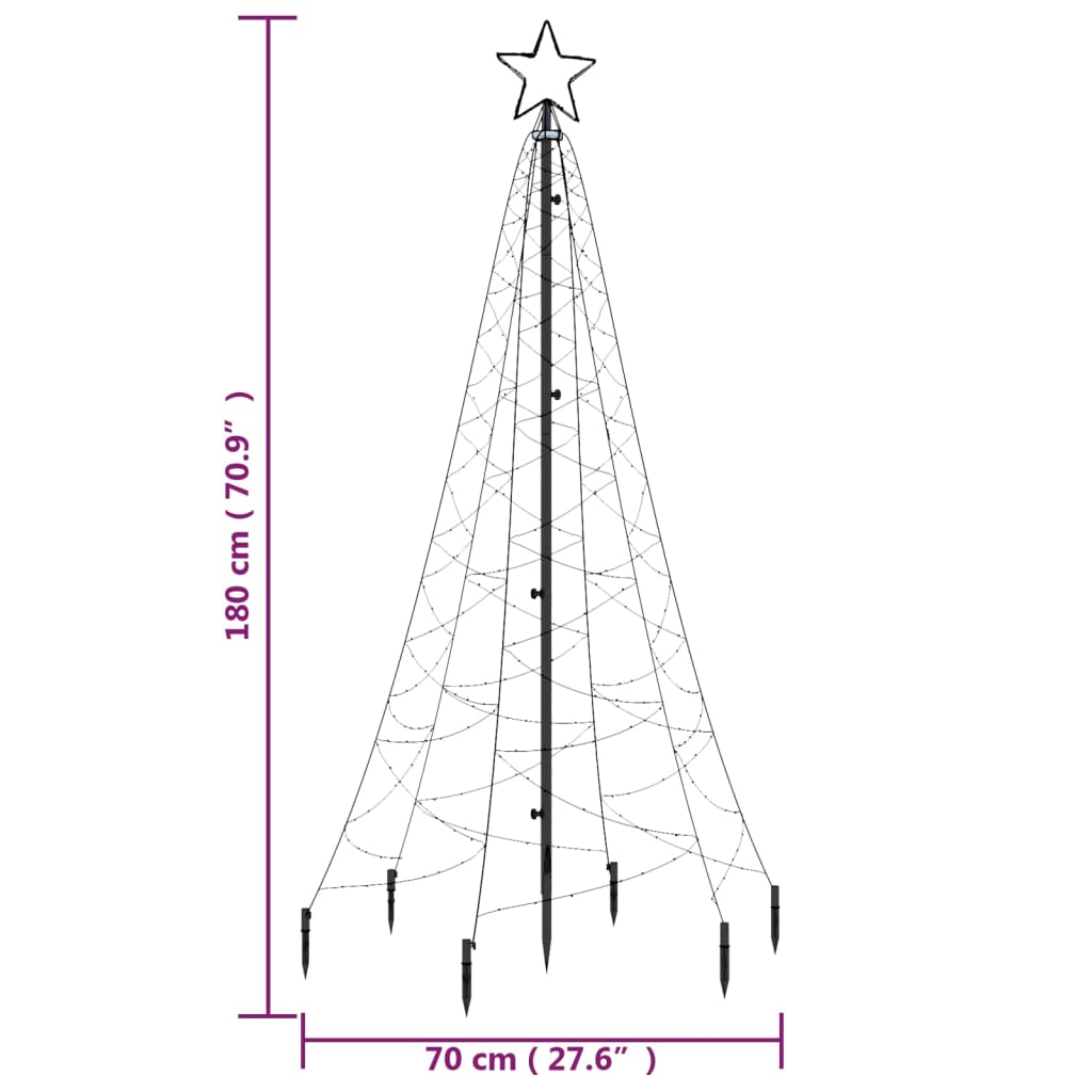 vidaXL jõulupuu vaiaga, sinine, 200 LEDi, 180 cm