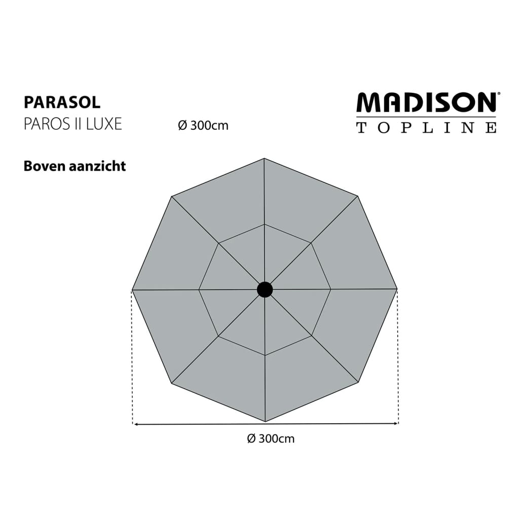 Madison päikesevari "Paros II Luxe", 300 cm, helehall