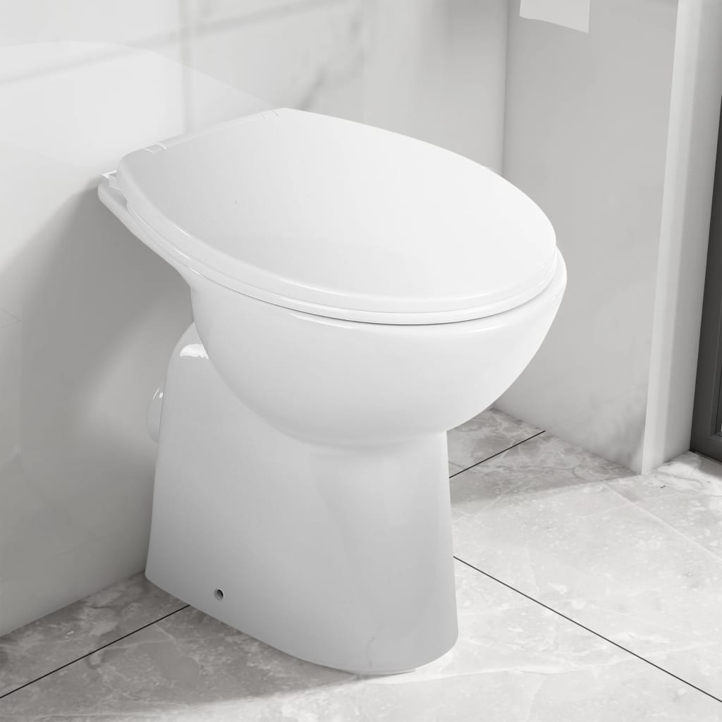 vidaXL kõrge ääreta keraamiline tualettpott, 7 cm kõrgem, valge