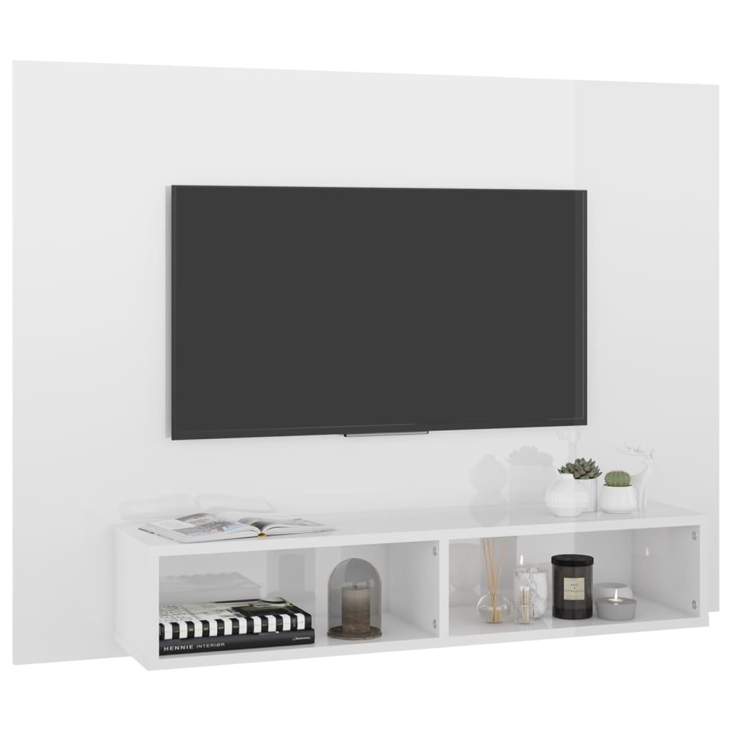 vidaXL TV-seinariiul, kõrgläikega valge 120x23,5x90 cm, puitlaastplaat