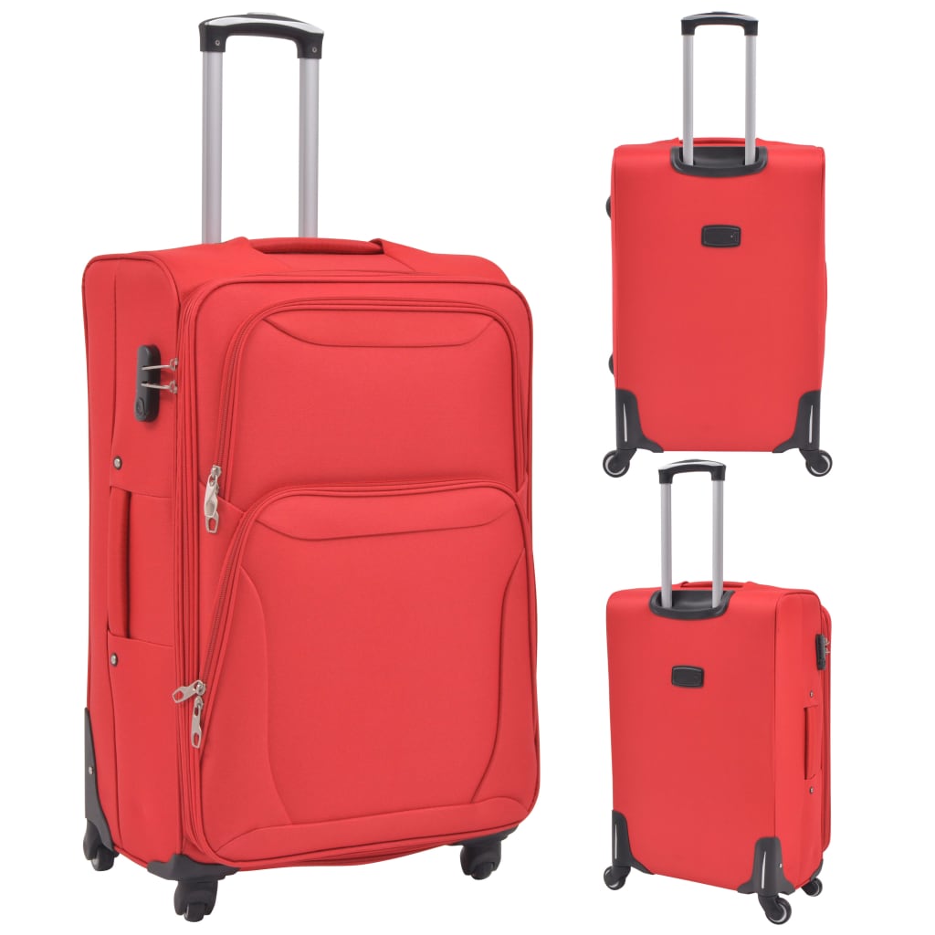 vidaXL kolmeosaline pehme kattega kohvrite komplekt, punane