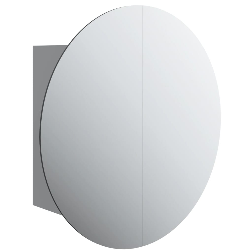 vidaXL vannitoakapp ümmarguse peegli ja LEDiga, hall, 47x47x17,5 cm
