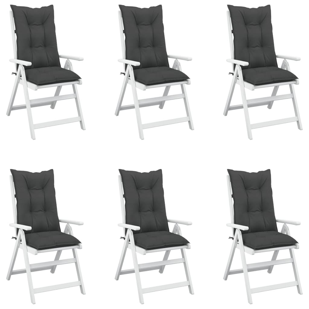 vidaXL kõrge seljatoega toolipadjad 6 tk antratsiit 120x50x7 cm kangas