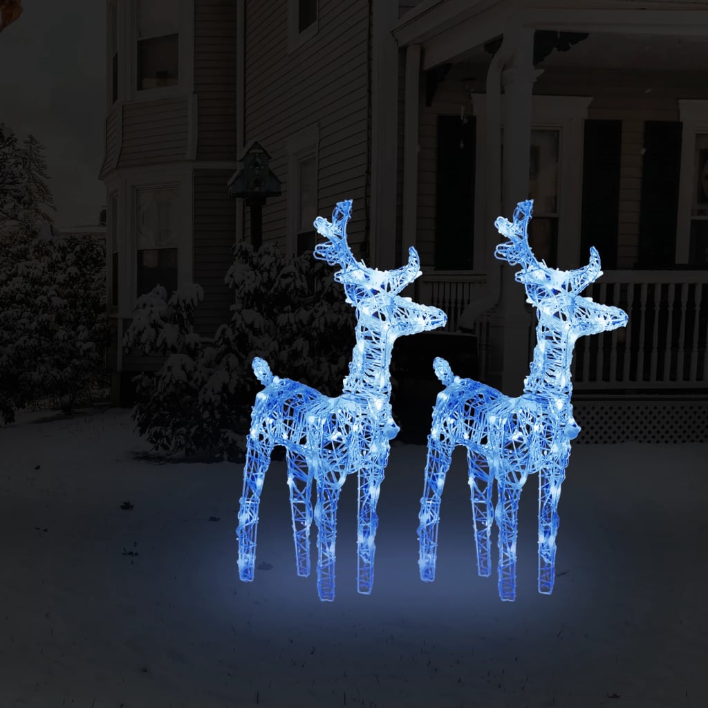 vidaXL jõulu põhjapõdrad 2 tk sinine, 80 LEDi, akrüül