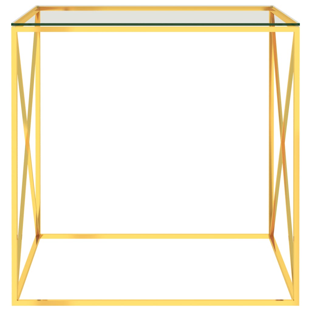 vidaXL kohvilaud, kuldne, 55 x 55 x 55 cm, roostevaba teras ja klaas