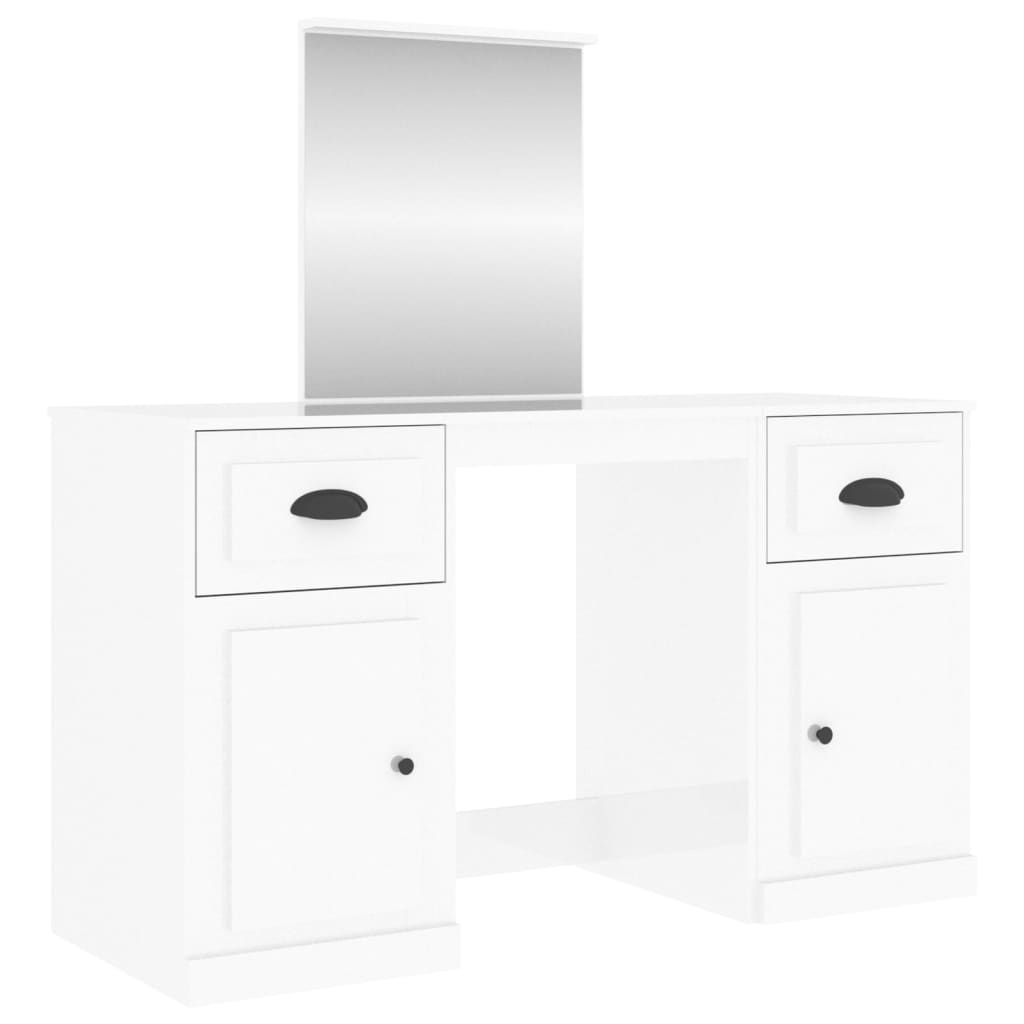 vidaXL peegliga tualettlaud, kõrgläikega valge, 130x50x132,5 cm