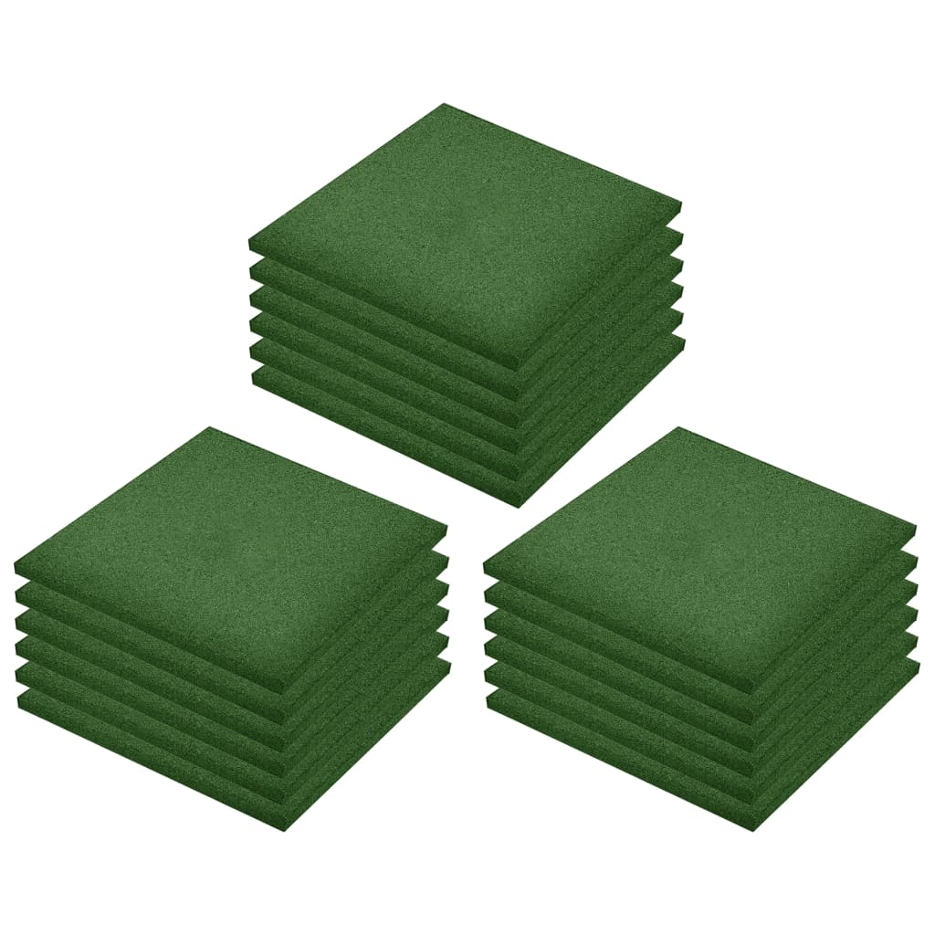 vidaXL põrandakaitsematid, 18 tk, kumm, 50 x 50 x 3 cm, roheline